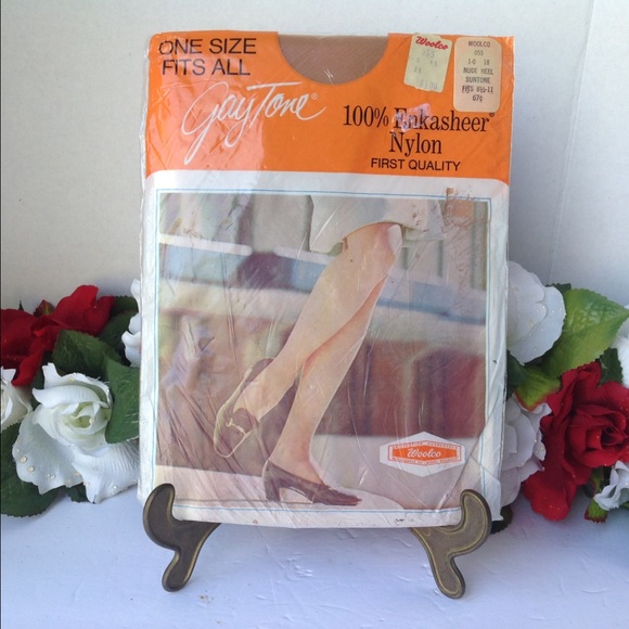 Gaytone 1 pair VTG Nylon Thigh High Hosiery Stocking Suntone NWT - Picture 2 of 9